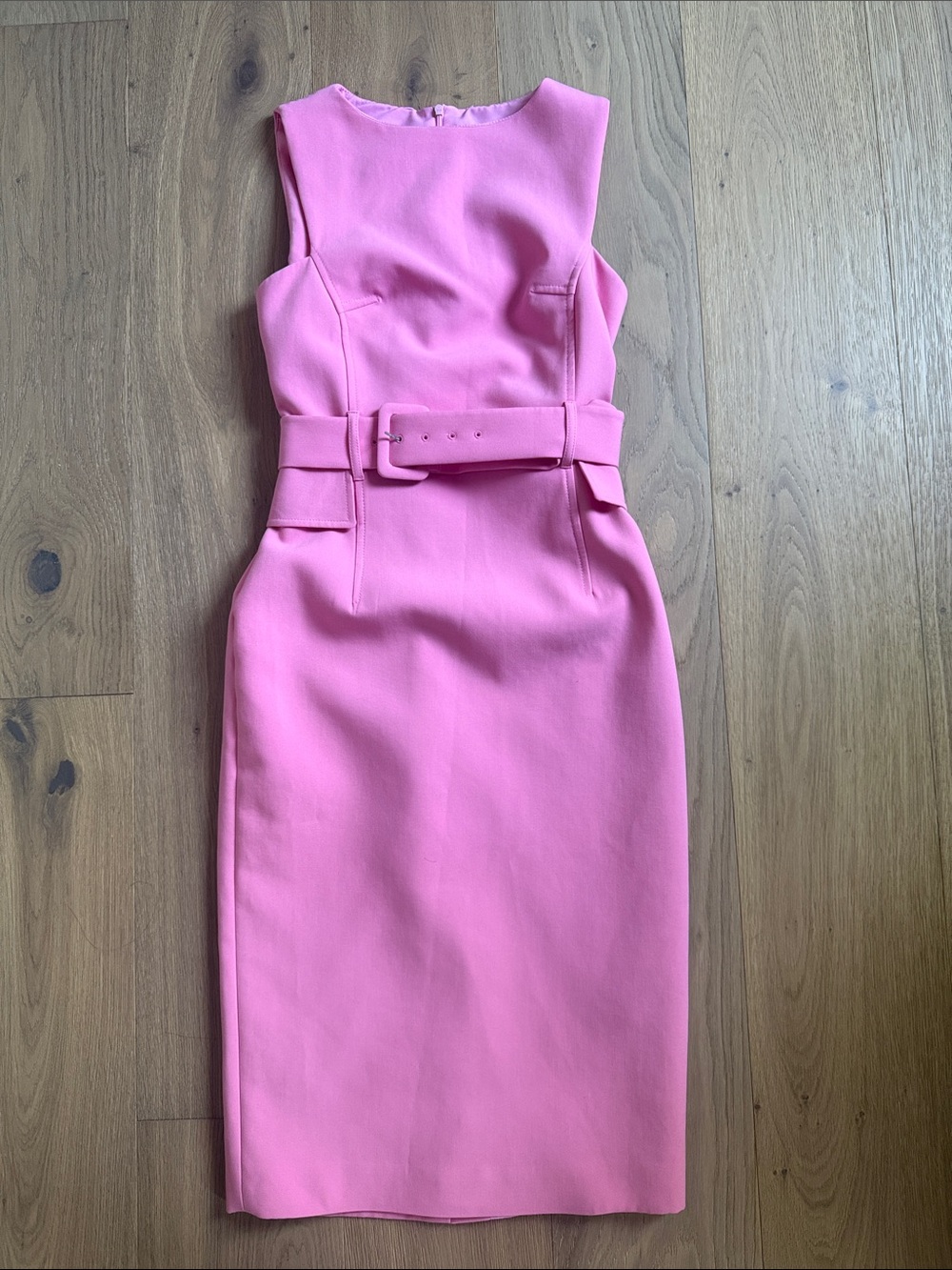 Karen Millen Pink Sleeveless Belted Sheath Dress